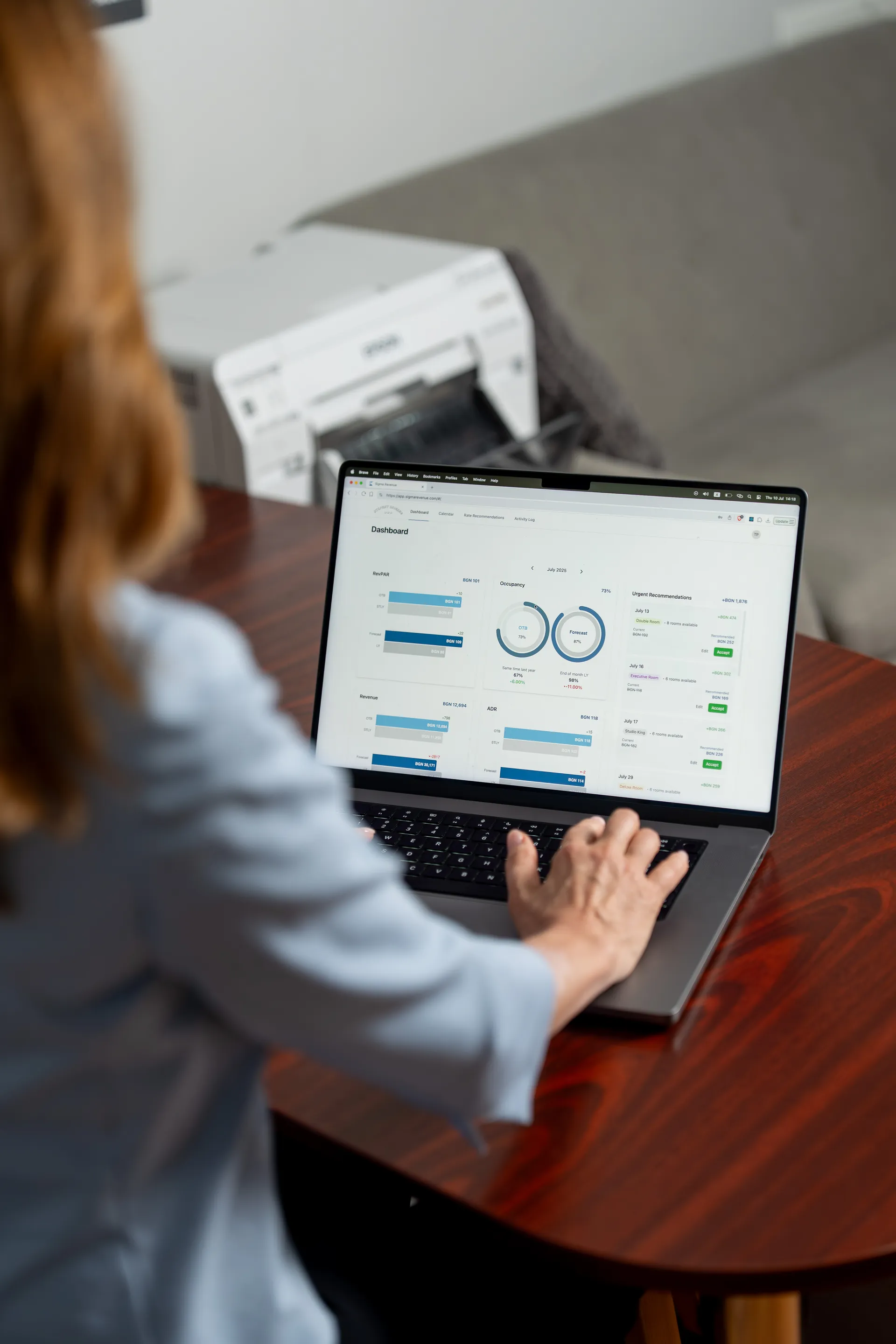 Sigma Revenue hotel revenue management platform displayed on a laptop screen